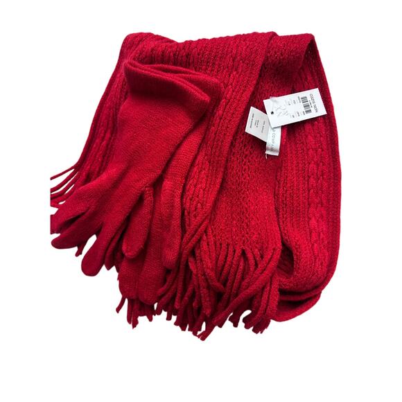 New! New York & Company Red Scarf Gloves Gift Set! - Picture 2 of 5